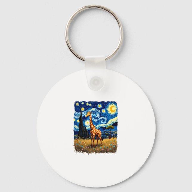 Chaveiro Camiseta Girafa Fofa África - Noite Estrelada (Frente)