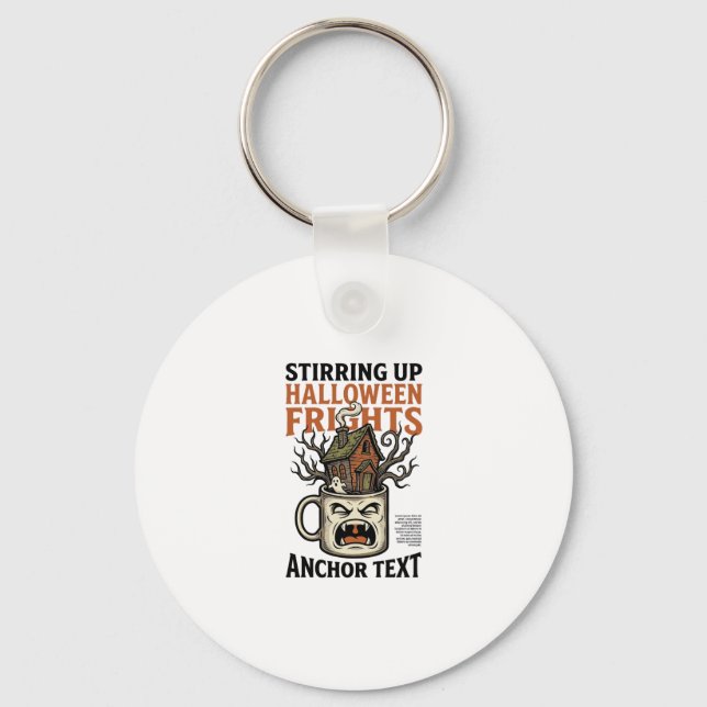 Chaveiro Camiseta Gráfica Caneca Assombrada de Café Assusta (Frente)