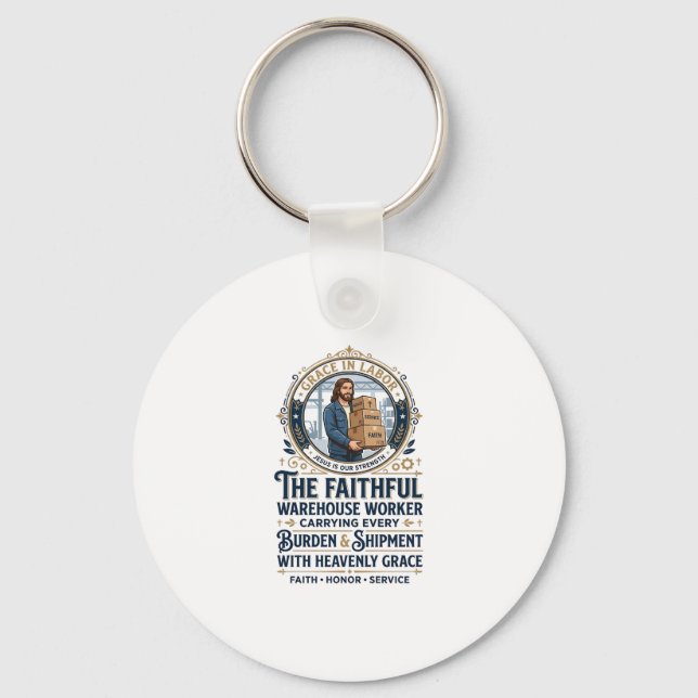 Chaveiro Camiseta Gráfica de Logística do Armazém de Jesus  (Frente)