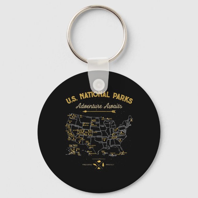 Chaveiro Camiseta Mapa Parques Nacionais Acampamento Mulher (Frente)