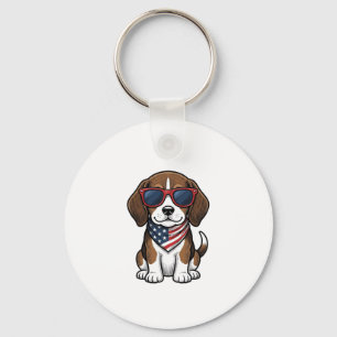 Chaveiro Camiseta Óculos de Sol Cachorrinho Beagle Patrióti