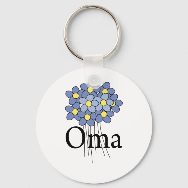 Chaveiro Camiseta Oma Flor Azul Bonita (Frente)