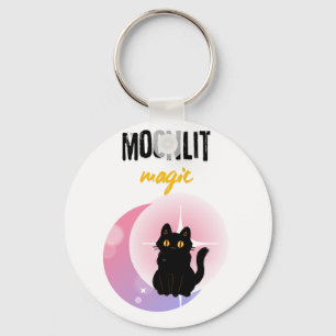 Chaveiro Camiseta Preta de Gato com Magia ao Luar Celesti