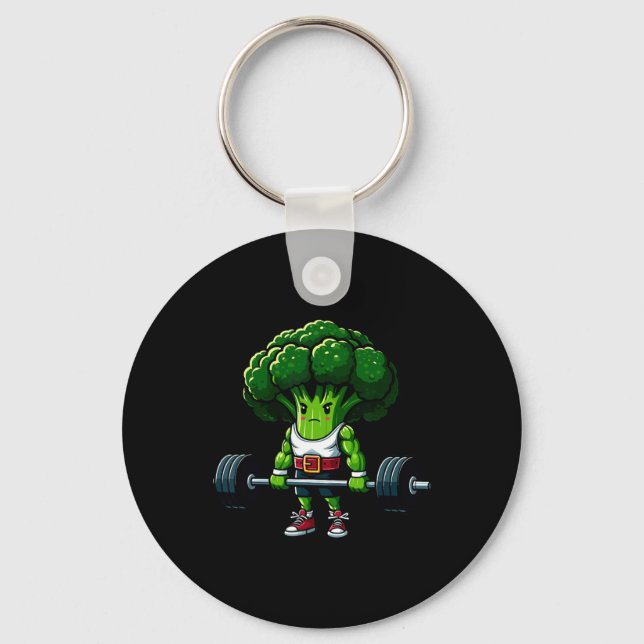 Chaveiro Camiseta Vegana de Levantamento de Peso de Brócoli (Frente)