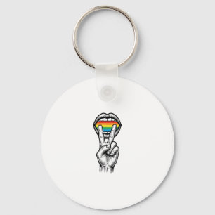 Chaveiro Camiseta Vetor Orgulho Mão Paz Arco-Íris Vintage_1