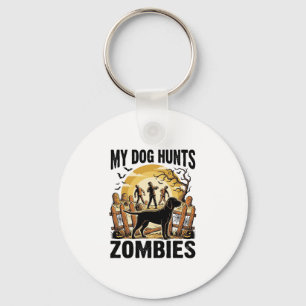 Chaveiro Camiseta Vintage de Caça a Zumbi Halloween_1