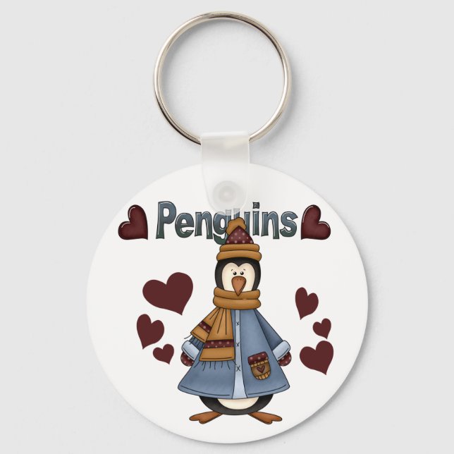 Chaveiro Camisetas e presentes de pinguim de inverno (Frente)