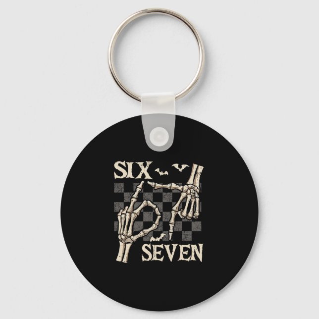Chaveiro Camisetas engraçadas 67 Meme Esqueleto Mão 6 7 Hal (Frente)