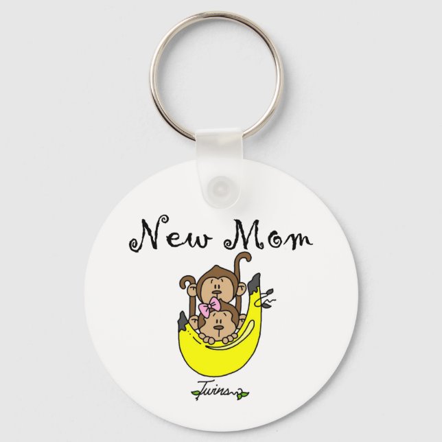 Chaveiro Camisetas gêmeos e mães novas (Frente)