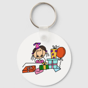 Chaveiro Camisetas Menina de Cabelo Castanho Com Presentes