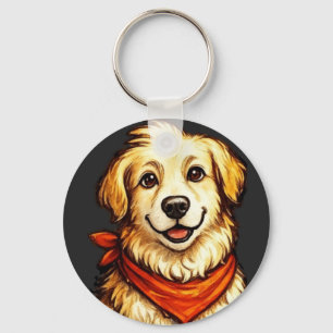 Chaveiro Camisola de Moletom Cachorro Dourado Feliz Desenha