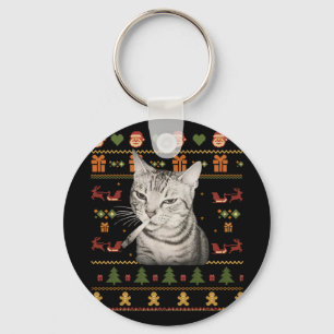 Chaveiro Camisolas Feias de Natal para Gatos Engraçados Fum