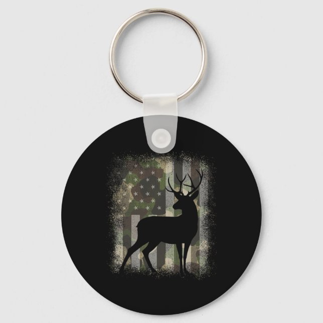 Chaveiro Camo Us Flag Deer Elk Buck Caça Caça Caça Caça Caç (Frente)