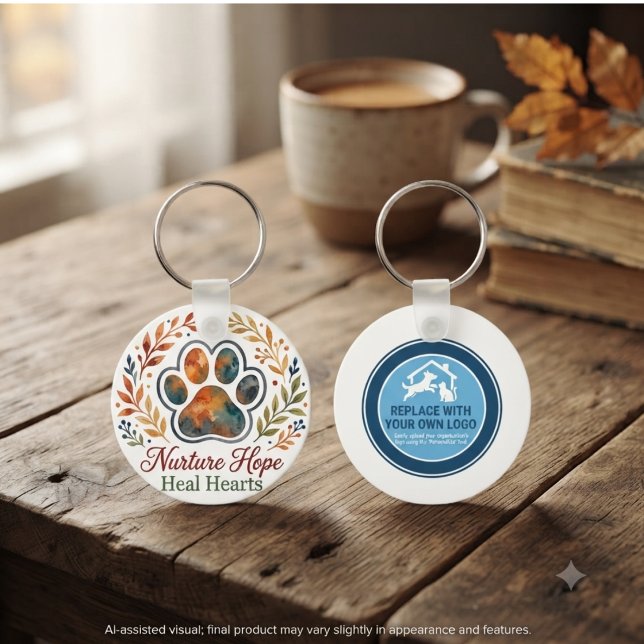 Chaveiro Campanha de Resgate de Animais Tributo à Pegada de (Personalized paw print keychains for animal rescue supporters and autumn tribute gifts.)