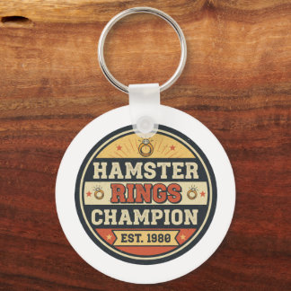 Chaveiro Campeão de Argolas de Hamster Insígnia Retro