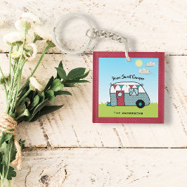 Chaveiro Camper Vermelho e Teal 