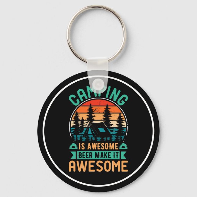 Chaveiro Camping é Incrível Cerveja Torna-o Incrível (Frente)