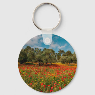 Chaveiro campo com flores e árvores