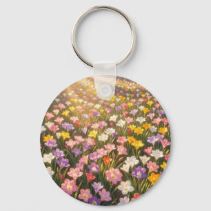 Chaveiro Campo de Flores de Lírio Arco-íris Vibrante