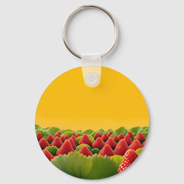 Chaveiro Campo de Morango Vermelho Vibrante (Frente)