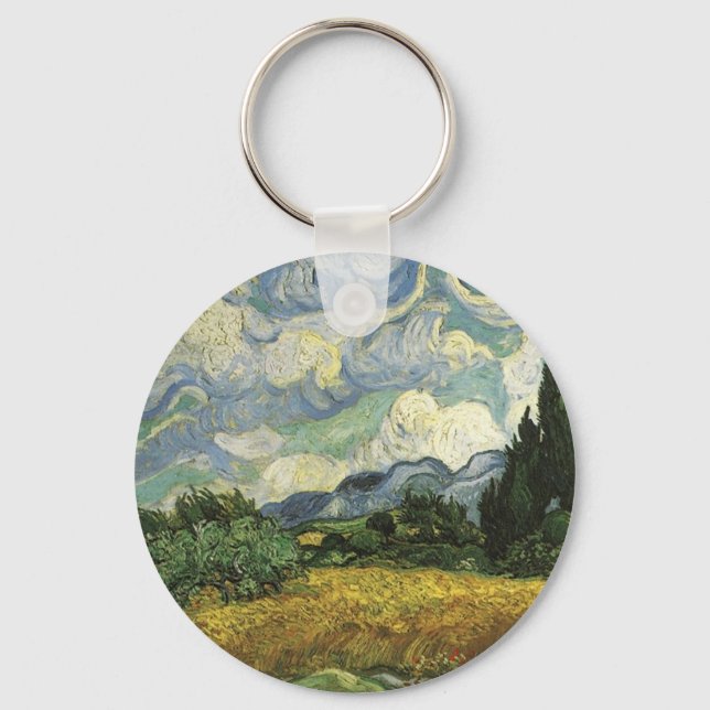 Chaveiro Campo de trigo com ciprestes, Vincent Van Gogh (Frente)