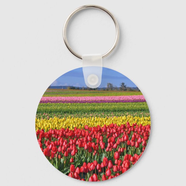 Chaveiro Campo de tulipa colorida (Frente)