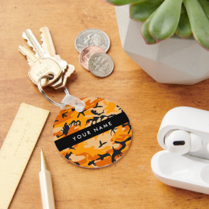 Chaveiro Camuflagem Laranja Personalize seu nome