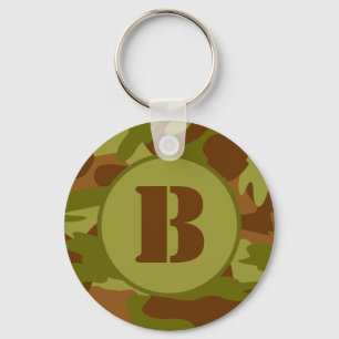 Chaveiro Camuflagem Militar de Vintage Inicial Personalizad