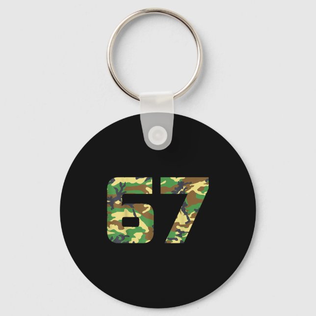 Chaveiro Camuflagem Número 6 7 Roupa de Meme Engraçado Seis (Frente)