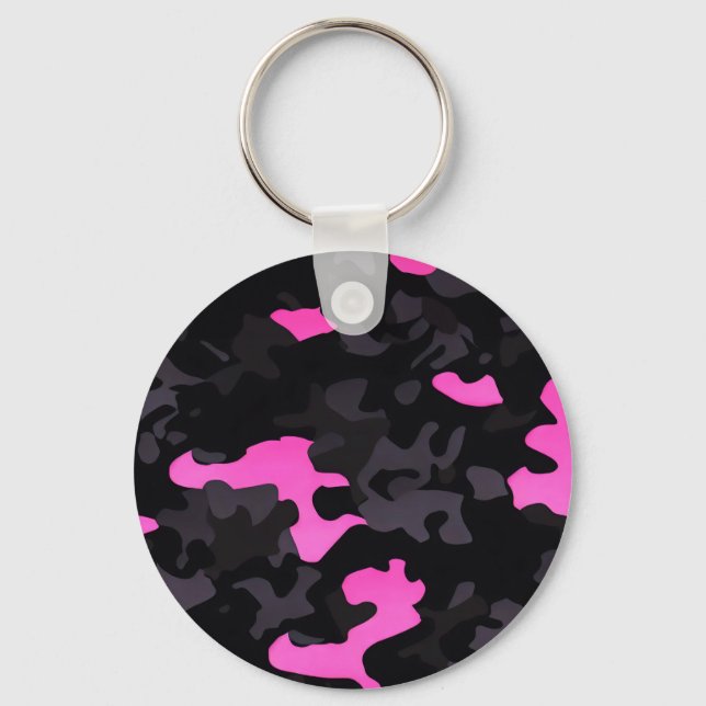 Chaveiro Camuflagem rosa e preta (Frente)