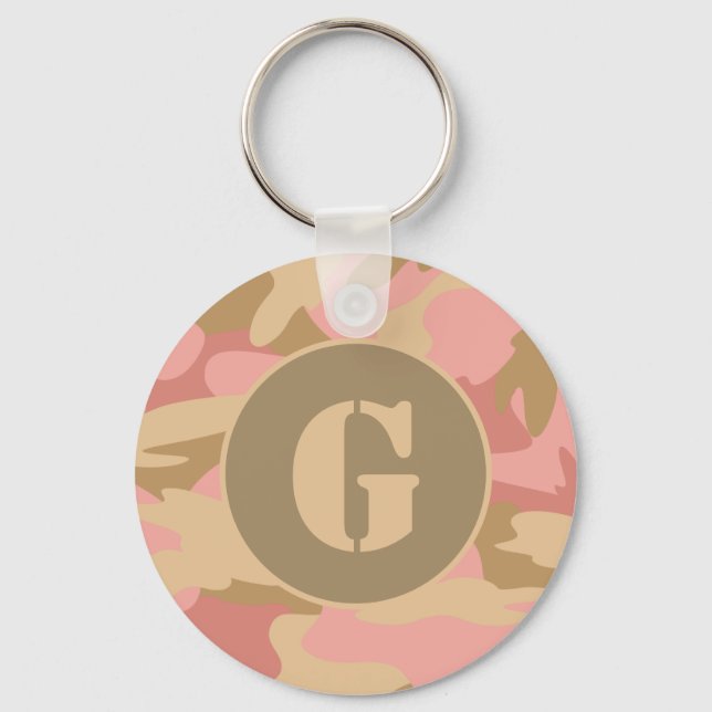 Chaveiro Camuflagem Rosa Letra G Pingente Personalizado (Frente)
