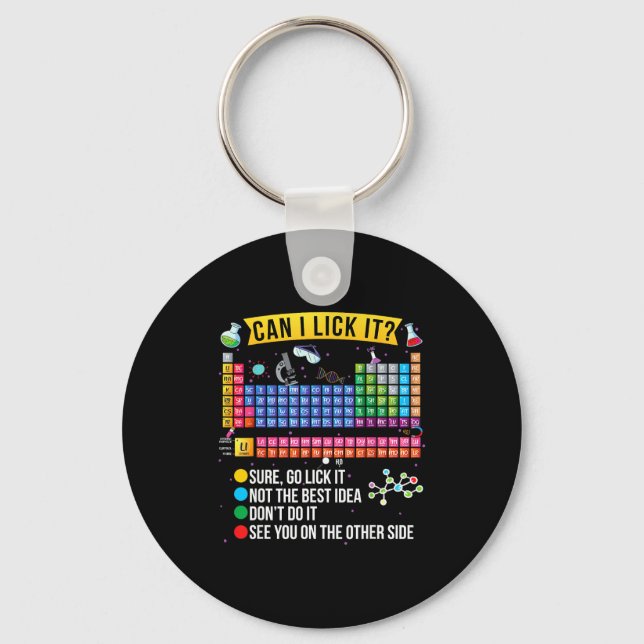 Chaveiro Can I Lick It Periodic Table Funny Science Chemist (Frente)