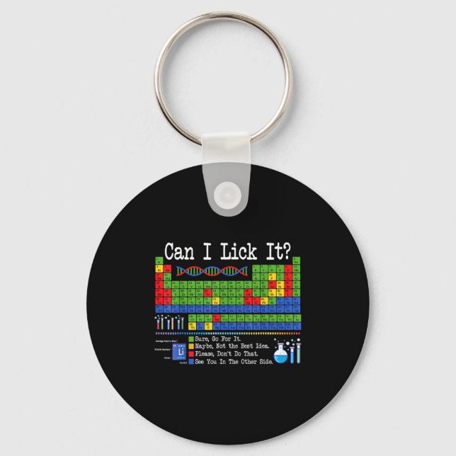 Chaveiro Can I Lick It Periodic Table Funny Science Teacher (Frente)