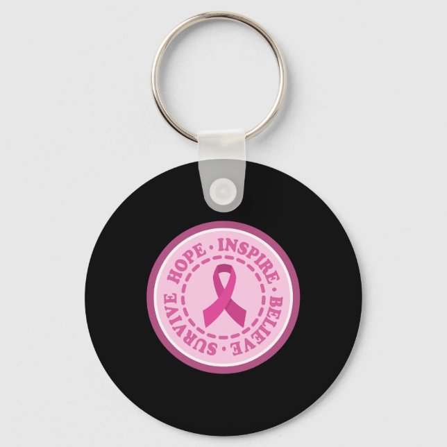 Chaveiro Cancer Awareness Survive Hope Inspire Believe  (Frente)