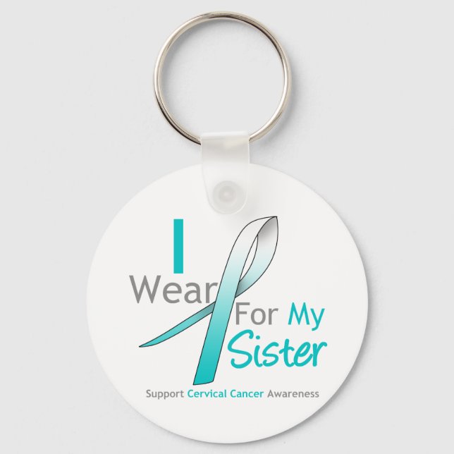 Chaveiro Cancer Cervical Eu Visto Teal & White Sister (Frente)