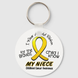 Chaveiro Cancer da infância eu visto a fita Dourado para