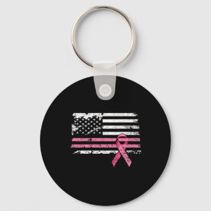Chaveiro Cancer da mama Camisa bandeira americana Cancer da