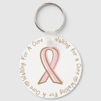 Chaveiro Cancer De Fita Rosa Andando Por Uma Cura