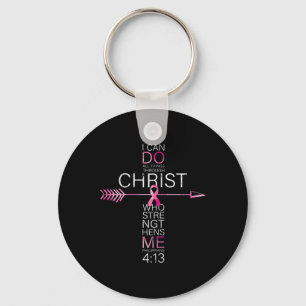 Chaveiro Cancer de peito cristão rosa cruza Bíblia religios