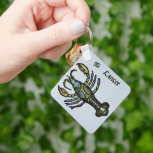 Chaveiro Câncer o Caranguejo, Sinal Vintage do Zodíaco