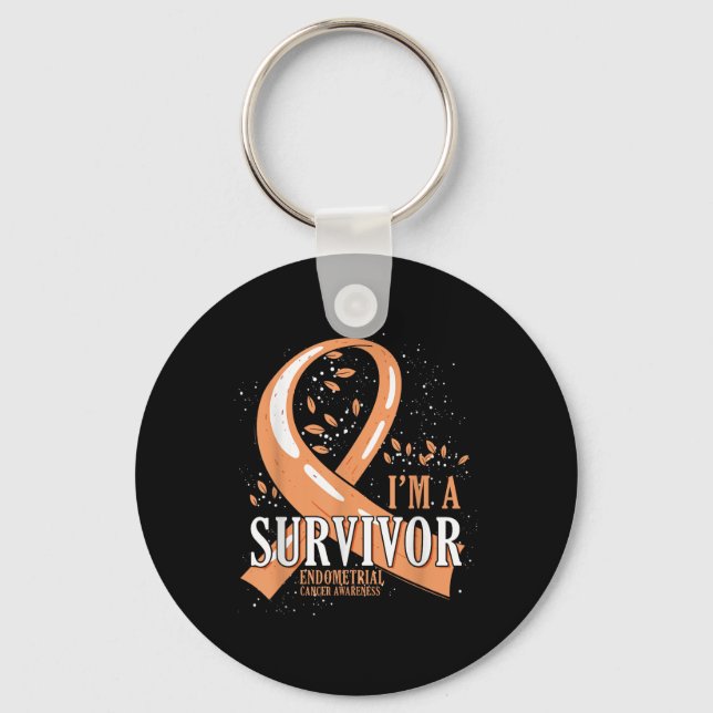 Chaveiro Cancer Survivor Peach Ribbon Endometrial Cancer Aw (Frente)