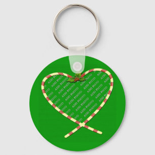 Chaveiro Candy Cane Heart Add Your Photo Frame