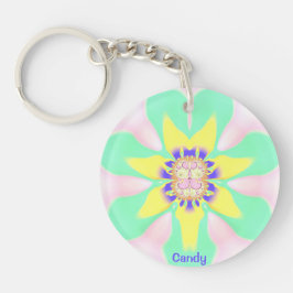 Chaveiro CANDY ~Verde Amarelo Cor-de-rosa, acrílico circula