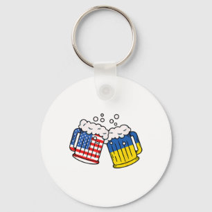 Chaveiro Caneca de cerveja da bandeira da Ucrânia americana