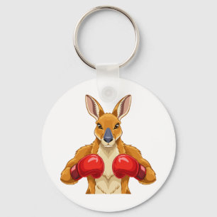 Chaveiro Canguru animado com luvas de boxe vermelhas