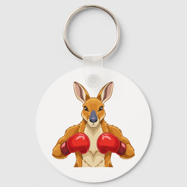 Chaveiro Canguru animado com luvas de boxe vermelhas  (Frente)