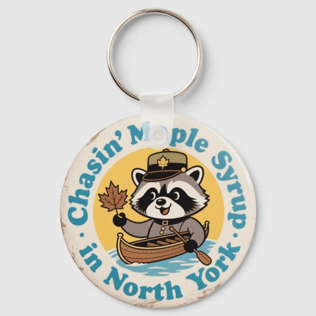 Chaveiro Canoa de Guaxinim Retro North York (Frente)