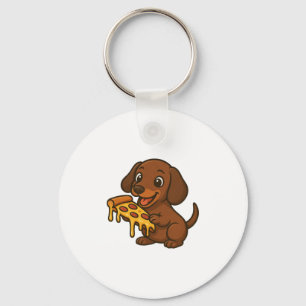 Chaveiro Cão-amante de pizza de pizza de cartoon Dachshund