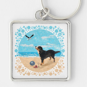 Chaveiro Cão Bernês na Praia