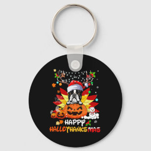 Chaveiro Cão Boston Terrier Halloween E Feliz Natal